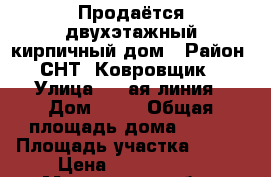 Продаётся двухэтажный кирпичный дом › Район ­ СНТ “Ковровщик“ › Улица ­ 5-ая линия › Дом ­ 67 › Общая площадь дома ­ 160 › Площадь участка ­ 600 › Цена ­ 5 000 000 - Московская обл., Ногинский р-н, Ельня д. Недвижимость » Дома, коттеджи, дачи продажа   